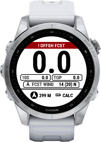 Kuling on a Garmin watch with a red offshore wind band